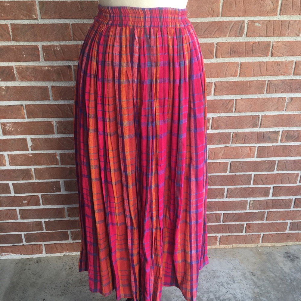 Vintage Rich Plaid Broomstick Skirt Large